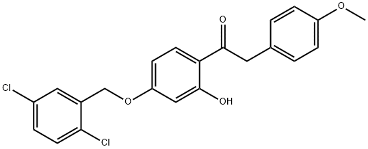 JR-7028, 1-(4-(2,5-Dichlorobenzyloxy)-2-hydroxyphenyl)-2-(4-methoxyphenyl)ethanone, 97% 구조식 이미지