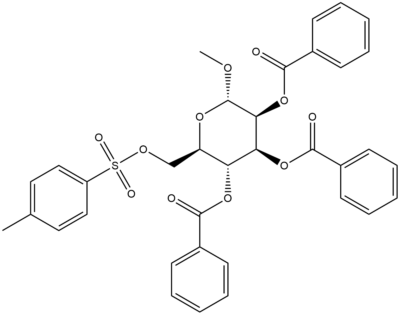 Methyl 2,3,4-tri-O-benzoyl-6-O-[(4-methylphenyl)sulfonyl]-α-D-mannopyranoside 구조식 이미지