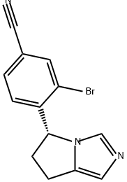 Benzonitrile, 3-bromo-4-[(5R)-6,7-dihydro-5H-pyrrolo[1,2-c]imidazol-5-yl]- 구조식 이미지
