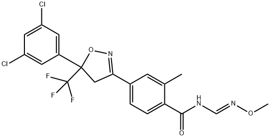 Benzamide, 4-[5-(3,5-dichlorophenyl)-4,5-dihydro-5-(trifluoromethyl)-3-isoxazolyl]-N-[(E)-(methoxyimino)methyl]-2-methyl- Structure