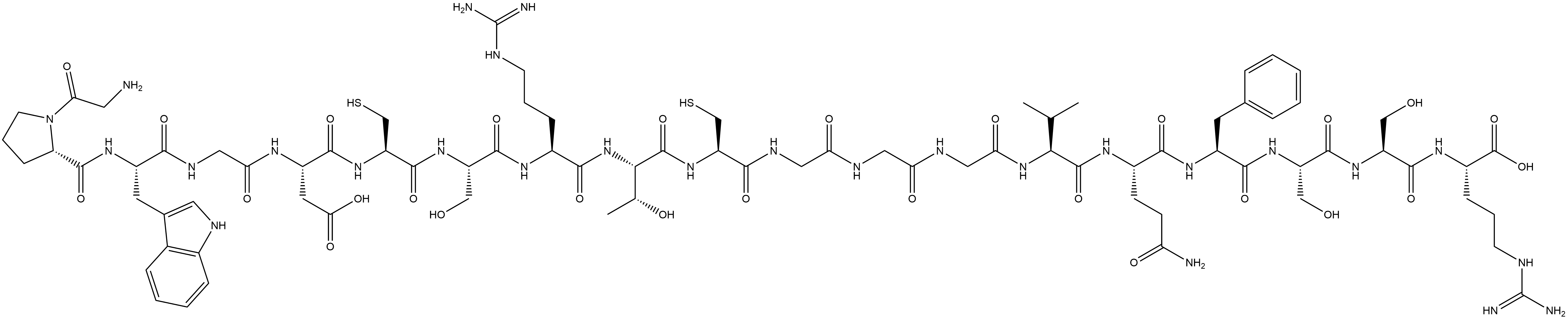 L-Arginine, glycyl-L-prolyl-L-tryptophylglycyl-L-α-aspartyl-L-cysteinyl-L-seryl-L-arginyl-L-threonyl-L-cysteinylglycylglycylglycyl-L-valyl-L-glutaminyl-L-phenylalanyl-L-seryl-L-seryl- Structure