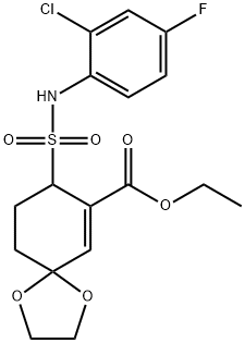 ethyl 8-(N-(2-chloro-4-fluorophenyl)sulfamoyl)-1,4-dioxaspiro[4.5]dec-6-ene-7-carboxylate Structure