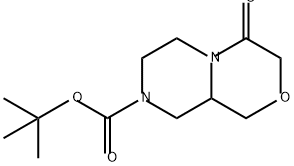 Pyrazino[2,1-c][1,4]oxazine-8(1H)-carboxylic acid, hexahydro-4-oxo-, 1,1-dimethylethyl ester 구조식 이미지