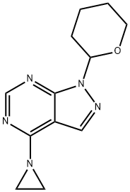 4-(Aziridin-1-yl)-1-(tetrahydro-2H-pyran-2-yl)-1H-pyrazolo[3,4-d]pyrimidine 구조식 이미지