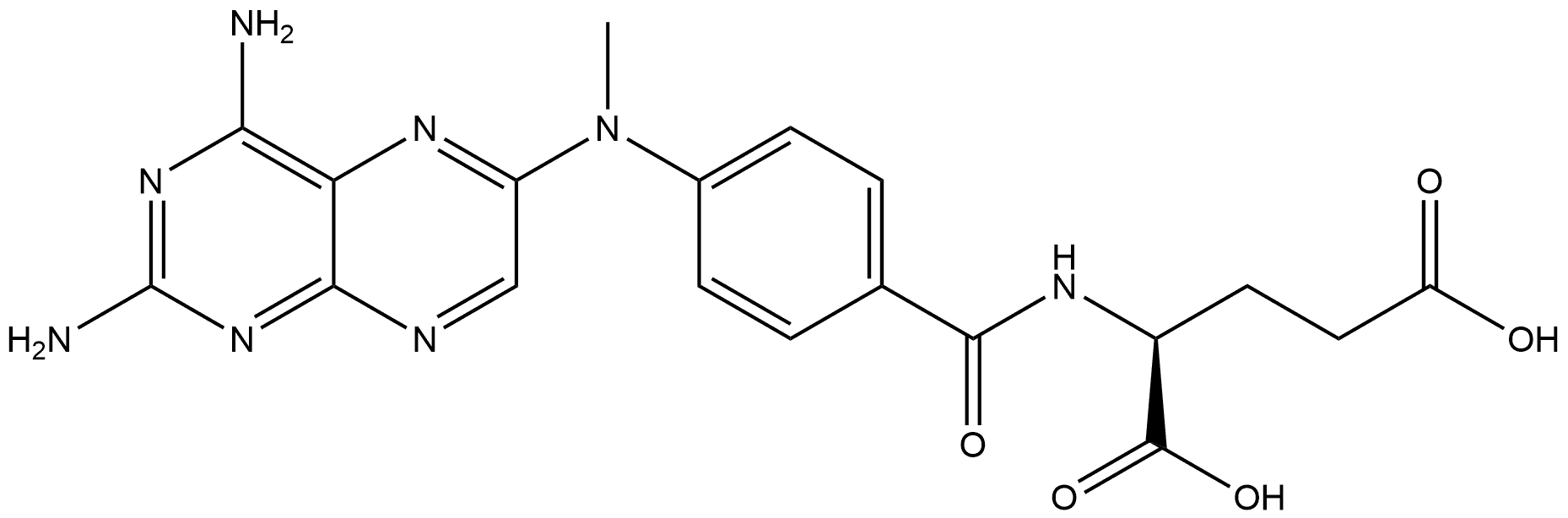 L-Glutamic acid, N-[4-[(2,4-diamino-6-pteridinyl)methylamino]benzoyl]- Structure