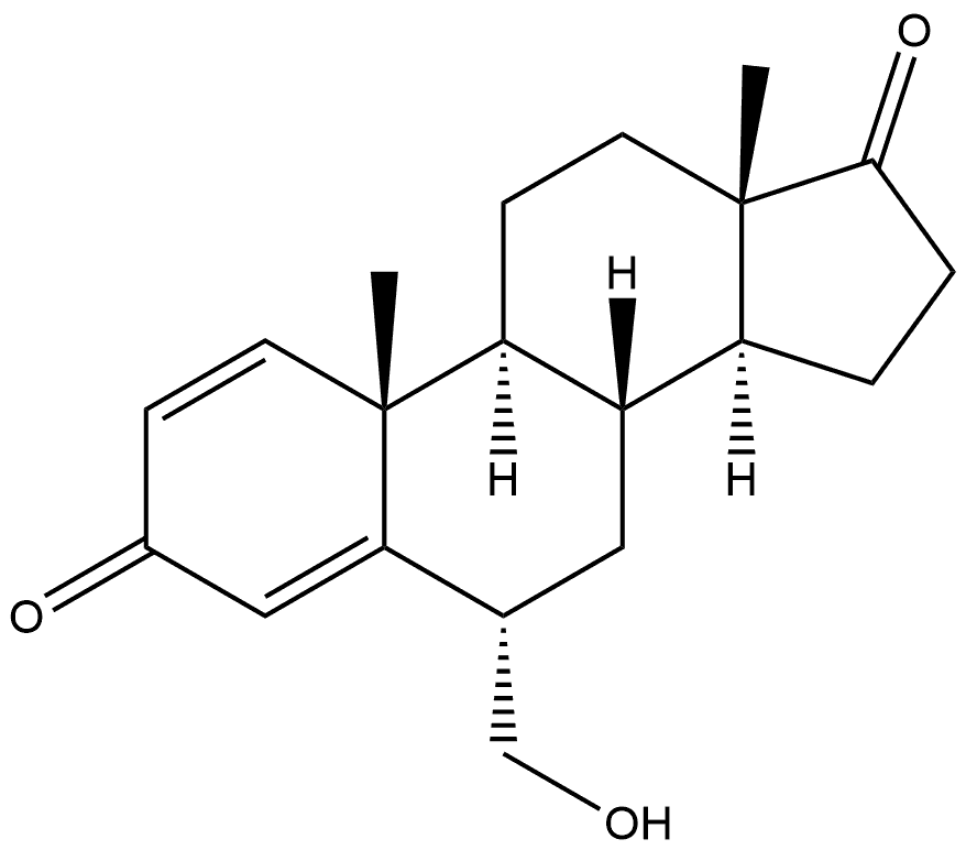 Androsta-1,4-diene-3,17-dione, 6-(hydroxymethyl)-, (6α)- 구조식 이미지