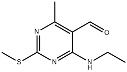 5-Pyrimidinecarboxaldehyde, 4-(ethylamino)-6-methyl-2-(methylthio)- Structure