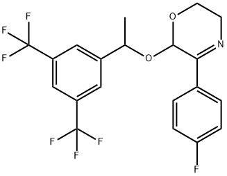 2H-1,4-Oxazine, 2-[1-[3,5-bis(trifluoromethyl)phenyl]ethoxy]-3-(4-fluorophenyl)-5,6-dihydro- 구조식 이미지