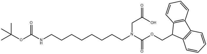 Glycine, N-[8-[[(1,1-dimethylethoxy)carbonyl]amino]octyl]-N-[(9H-fluoren-9-ylmethoxy)carbonyl]- Structure
