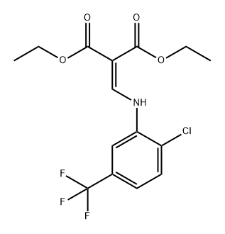 Propanedioic acid, 2-[[[2-chloro-5-(trifluoromethyl)phenyl]amino]methylene]-, 1,3-diethyl ester Structure