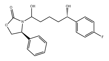 2-Oxazolidinone, 3-[(5S)-5-(4-fluorophenyl)-1,5-dihydroxypentyl]-4-phenyl-, (4S)- 구조식 이미지