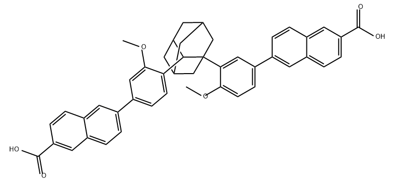 2-Naphthalenecarboxylic acid, 6-[3-[2-[4-(6-carboxy-2-naphthalenyl)-2-methoxyphenyl]tricyclo[3.3.1.13,7]dec-1-yl]-4-methoxyphenyl]- Structure