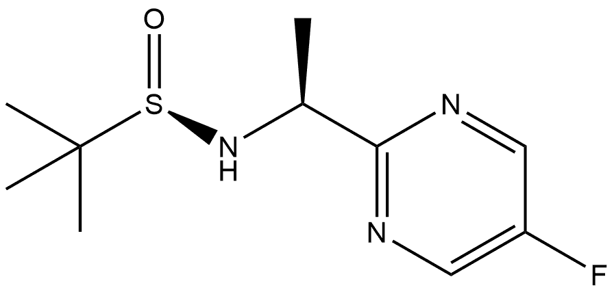 2-Propanesulfinamide, N-[(1S)-1-(5-fluoro-2-pyrimidinyl)ethyl]-2-methyl-, [S(R)]- Structure