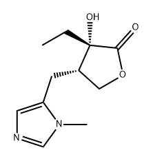 2(3H)-Furanone, 3-ethyldihydro-3-hydroxy-4-[(1-methyl-1H-imidazol-5-yl)methyl]-, (3S,4S)- Structure