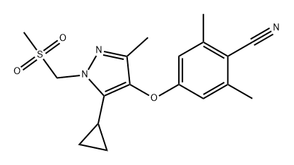 Benzonitrile, 4-[[5-cyclopropyl-3-methyl-1-[(methylsulfonyl)methyl]-1H-pyrazol-4-yl]oxy]-2,6-dimethyl- 구조식 이미지