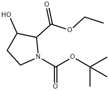 1,2-Pyrrolidinedicarboxylic acid, 3-hydroxy-, 1-(1,1-dimethylethyl) 2-ethyl ester Structure