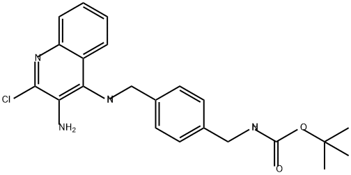 Carbamic acid, N-[[4-[[(3-amino-2-chloro-4-quinolinyl)amino]methyl]phenyl]methyl]-, 1,1-dimethylethyl ester Structure