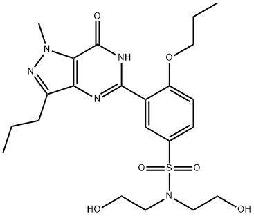 Benzenesulfonamide, 3-(6,7-dihydro-1-methyl-7-oxo-3-propyl-1H-pyrazolo[4,3-d]pyrimidin-5-yl)-N,N-bis(2-hydroxyethyl)-4-propoxy- Structure