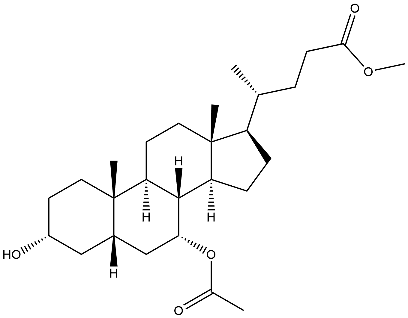 Cholan-24-oic acid, 7-(acetyloxy)-3-hydroxy-, methyl ester, (3α,5β,7α)- Structure