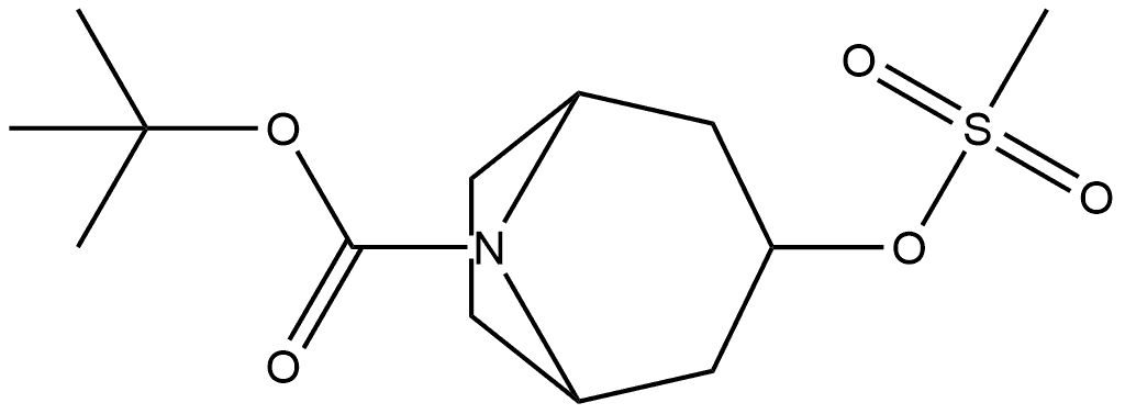 8-Azabicyclo[3.2.1]octane-8-carboxylic acid, 3-[(methylsulfonyl)oxy]-, 1,1-dimethylethyl ester, (3-endo)- 구조식 이미지