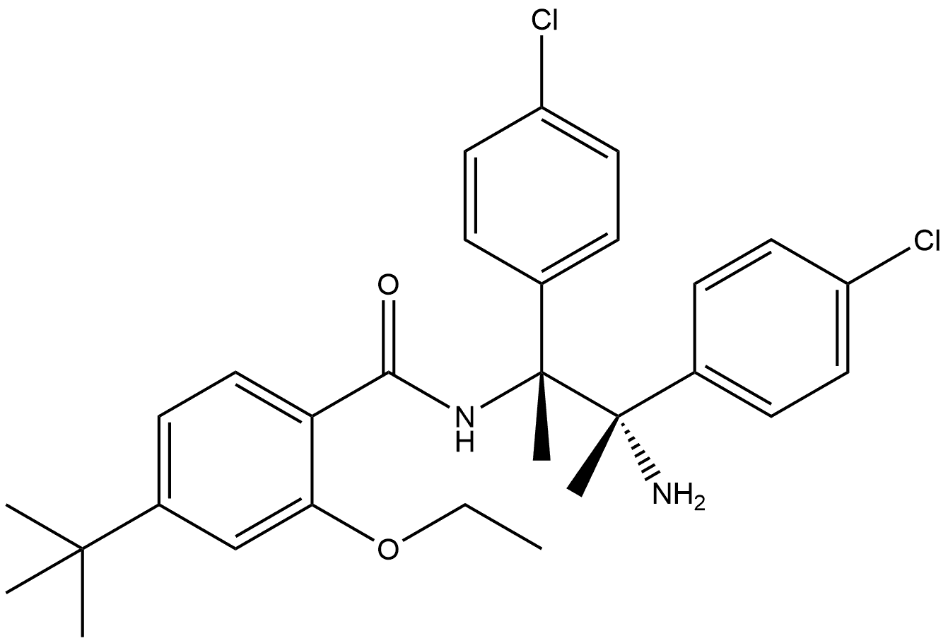 N-[(2S,3R)-3-amino-2,3-bis(4-chlorophenyl)but-2-yl]-2-ethoxy-4-(2-methylprop-2-yl)benzamide Structure