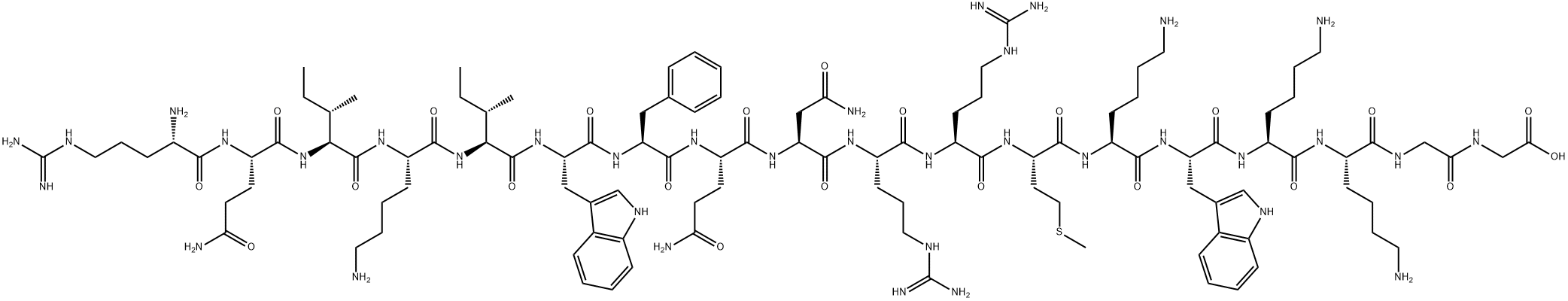 Glycine, L-arginyl-L-glutaminyl-L-isoleucyl-L-lysyl-L-isoleucyl-L-tryptophyl-L-phenylalanyl-L-glutaminyl-L-asparaginyl-L-arginyl-L-arginyl-L-methionyl-L-lysyl-L-tryptophyl-L-lysyl-L-lysylglycyl- Structure