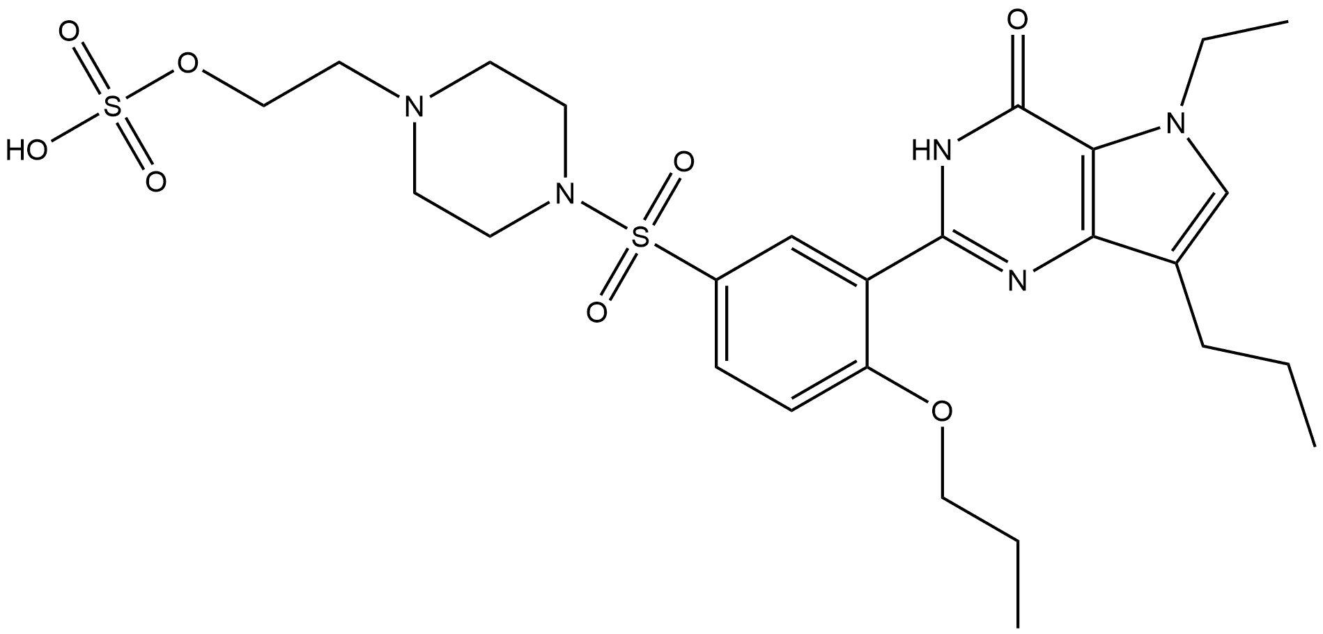 5-Ethyl-3,5-dihydro-2-[2-propoxy-5-[[4-[2-(sulfooxy)ethyl]-1-piperazinyl]sulfonyl]phenyl]-7-propyl-4H-pyrrolo[3,2-d]pyrimidin-4-one Structure