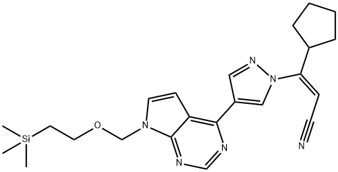 2-Propenenitrile, 3-cyclopentyl-3-[4-[7-[[2-(trimethylsilyl)ethoxy]methyl]-7H-pyrrolo[2,3-d]pyrimidin-4-yl]-1H-pyrazol-1-yl]-, (2Z)- Structure