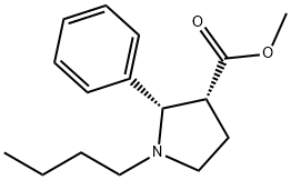 3-Pyrrolidinecarboxylic acid, 1-butyl-2-phenyl-, methyl ester, cis- (9CI) Structure