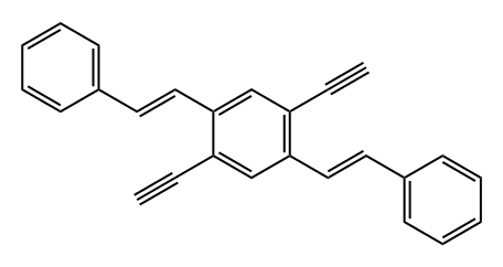 Benzene, 1,4-diethynyl-2,5-bis[(1E)-2-phenylethenyl]- Structure