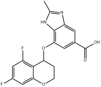 1H-Benzimidazole-5-carboxylic acid, 7-[(5,7-difluoro-3,4-dihydro-2H-1-benzopyran-4-yl)oxy]-2-methyl- Structure