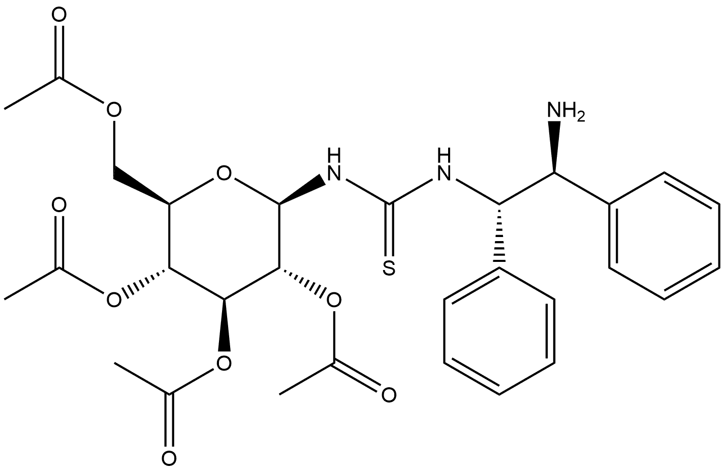 N-[(1S,2S)-2-aMino-1,2-diphenylethyl]-N'-(2,3,4,6-tetra-O-acetyl-β-D-glucopyranosyl)-Thiourea Structure