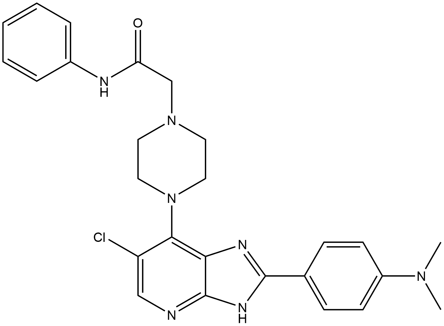 2-(4-(6-Chloro-2-(4-(dimethylamino)phenyl)-3H-imidazo[4,5-b]pyridin-7-yl)piperazin-1-yl)-N-phenylacetamide Structure