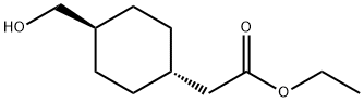 Cyclohexaneacetic acid, 4-(hydroxymethyl)-, ethyl ester, trans- Structure