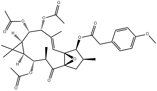 Benzeneacetic acid, 4-methoxy-, (1aR,2R,3R,4aR,6S,7S,7aS,8E,10R,11S,11aS)-2,10,11-tris(acetyloxy)-1,1a,2,3,4,6,7,10,11,11a-decahydro-1,1,3,6,9-pentamethyl-4-oxo-4a,7a-epoxy-5H-cyclopenta[a]cyclopropa[f]cycloundecen-7-yl ester Structure