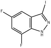 5,7-Difluoro-3-iodo-1H-indazole 구조식 이미지