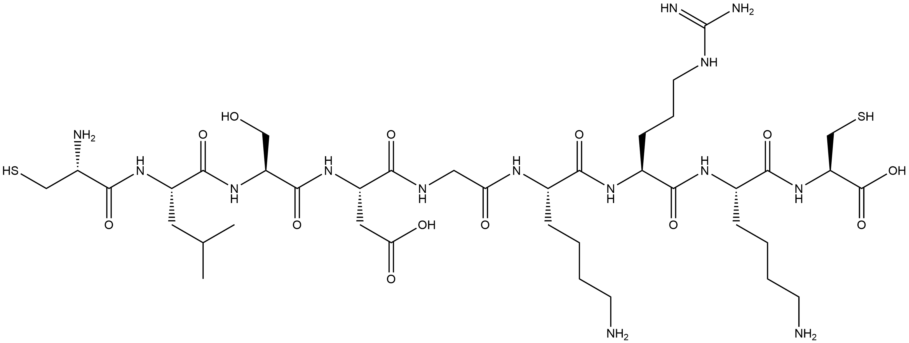 L-Cysteine, L-cysteinyl-L-leucyl-L-seryl-L-α-aspartylglycyl-L-lysyl-L-arginyl-L-lysyl- Structure