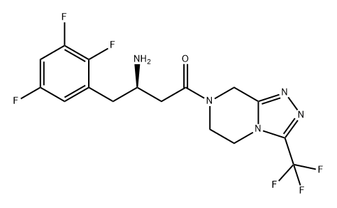 1-Butanone, 3-amino-1-[5,6-dihydro-3-(trifluoromethyl)-1,2,4-triazolo[4,3-a]pyrazin-7(8H)-yl]-4-(2,3,5-trifluorophenyl)-, (3R)- Structure