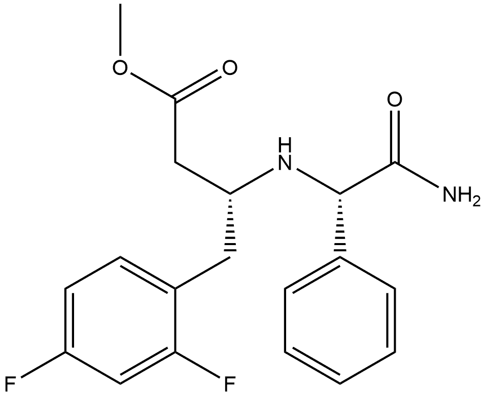 Benzenebutanoic acid, β-[[(1S)-2-amino-2-oxo-1-phenylethyl]amino]-2,4-difluoro-, methyl ester, (βR)- Structure