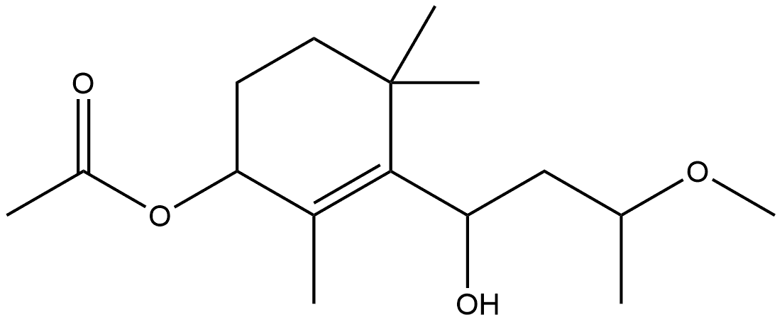 1-Cyclohexene-1-methanol, 3-(acetyloxy)-α-(2-methoxypropyl)-2,6,6-trimethyl- 구조식 이미지