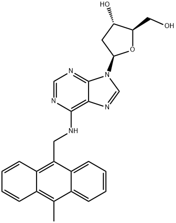 (2R,3S,5R)-2-(Hydroxymethyl)-5-(6-(((10-methylanthracen-9-yl)methyl)amino)-9H-purin-9-yl)tetrahydrofuran-3-ol Structure