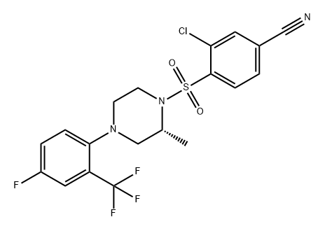 Benzonitrile, 3-chloro-4-[[(2R)-4-[4-fluoro-2-(trifluoromethyl)phenyl]-2-methyl-1-piperazinyl]sulfonyl]- Structure