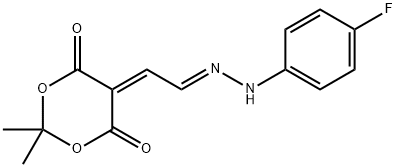 Acetaldehyde, 2-(2,2-dimethyl-4,6-dioxo-1,3-dioxan-5-ylidene)-, 1-[2-(4-fluorophenyl)hydrazone], (1E)- Structure