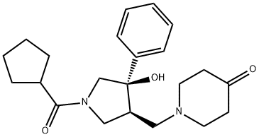 4-Piperidinone, 1-[[(3S,4R)-1-(cyclopentylcarbonyl)-4-hydroxy-4-phenyl-3-pyrrolidinyl]methyl]- Structure