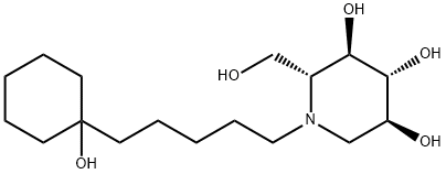 3,4,5-Piperidinetriol, 1-[5-(1-hydroxycyclohexyl)pentyl]-2-(hydroxymethyl)-, (2R,3R,4R,5S)- 구조식 이미지