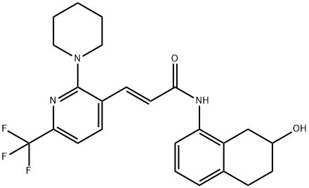 2-Propenamide, 3-[2-(1-piperidinyl)-6-(trifluoromethyl)-3-pyridinyl]-N-(5,6,7,8-tetrahydro-7-hydroxy-1-naphthalenyl)-, (2E)- Structure