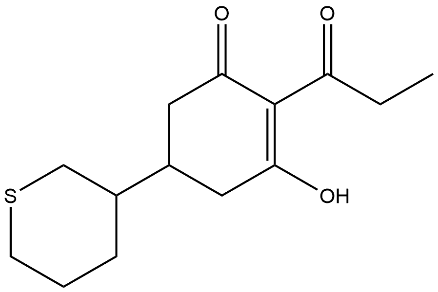 3-Hydroxy-2-(1-oxopropyl)-5-(tetrahydro-2H-thiopyran-3-yl)-2-cyclohexen-1-one Structure