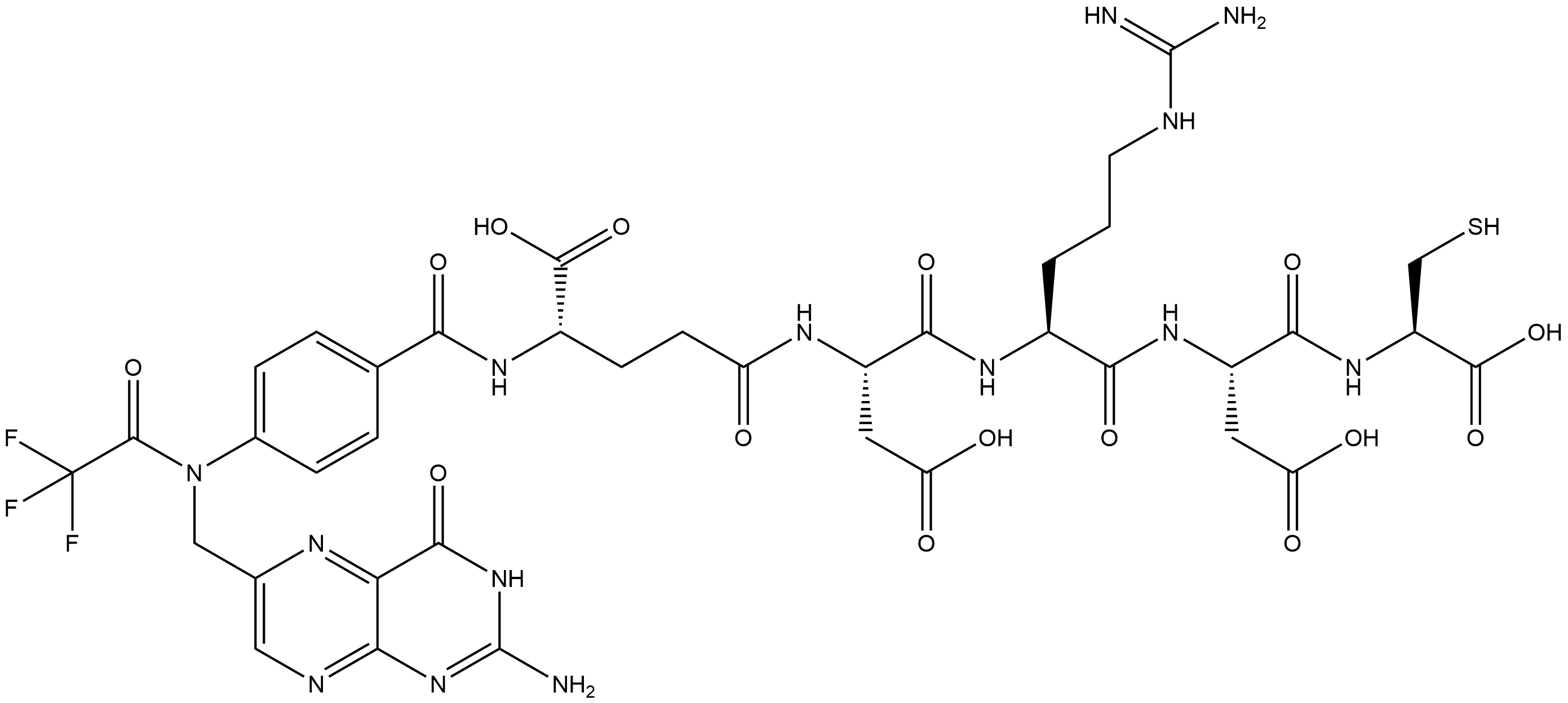 L-Cysteine, N-[4-[[(2-amino-3,4-dihydro-4-oxo-6-pteridinyl)methyl](2,2,2-trifluoroacetyl)amino]benzoyl]-L-γ-glutamyl-L-α-aspartyl-L-arginyl-L-α-aspartyl- Structure