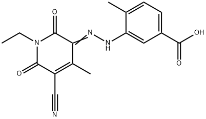 Benzoic acid, 3-?[2-?(5-?cyano-?1-?ethyl-?1,?6-?dihydro-?4-?methyl-?2,?6-?dioxo-?3(2H)?-?pyridinylidene)?hydrazinyl]?-?4-?methyl- Structure