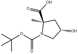 1,2-Pyrrolidinedicarboxylic acid, 4-hydroxy-2-methyl-, 1-(1,1-dimethylethyl) ester, (2R,4S)- Structure